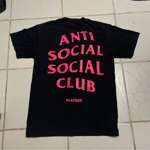Rare Playboy X Anti Social Social Club T-shirt Size Small Black Hot Pink